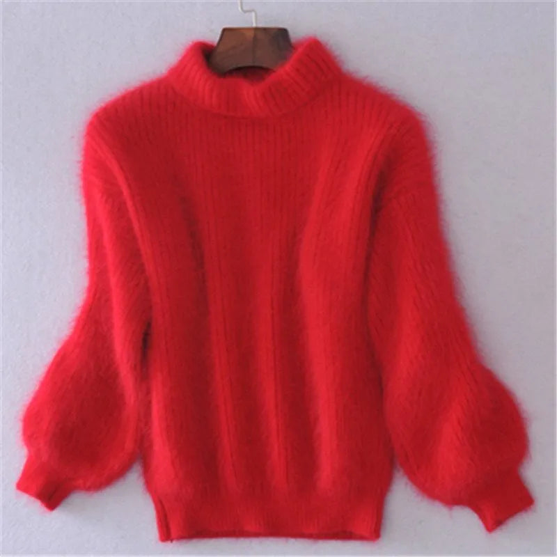 Drune Taylor - Locker gestrickter Pullover in fester Farbe - Vintage Angora Pullover