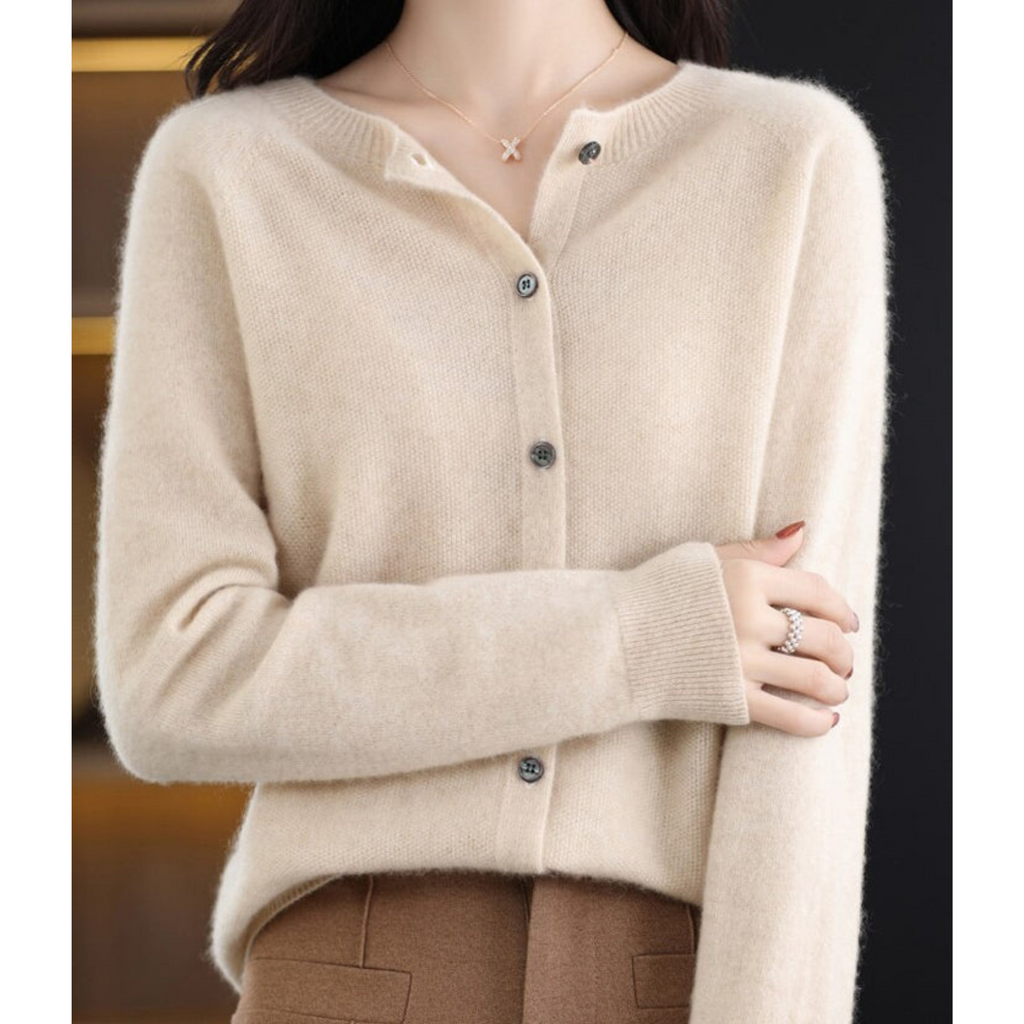 Drune Damen Rundhals Cardigan Pullover