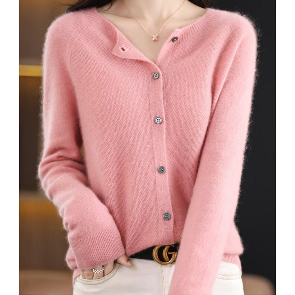 Drune Damen Rundhals Cardigan Pullover