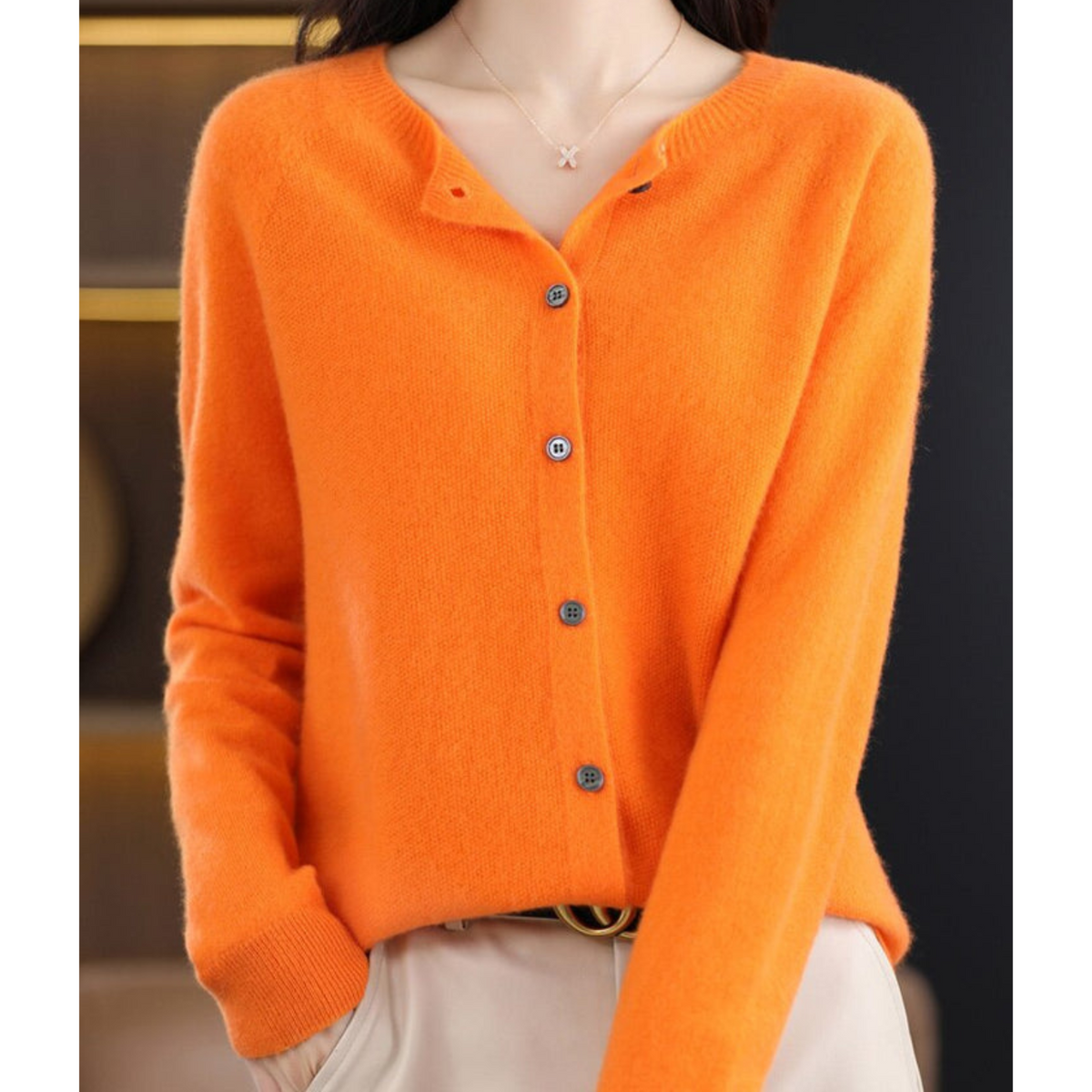Drune Damen Rundhals Cardigan Pullover