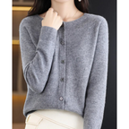 Drune Damen Rundhals Cardigan Pullover