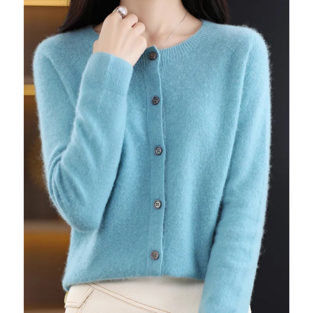 Drune Damen Rundhals Cardigan Pullover