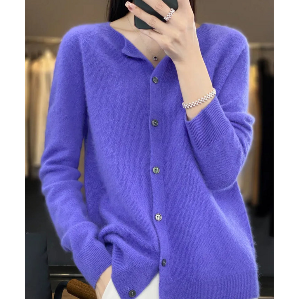 Drune Damen Rundhals Cardigan Pullover