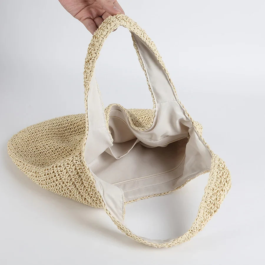 Marlene | Elegante Stroh-Strandtasche