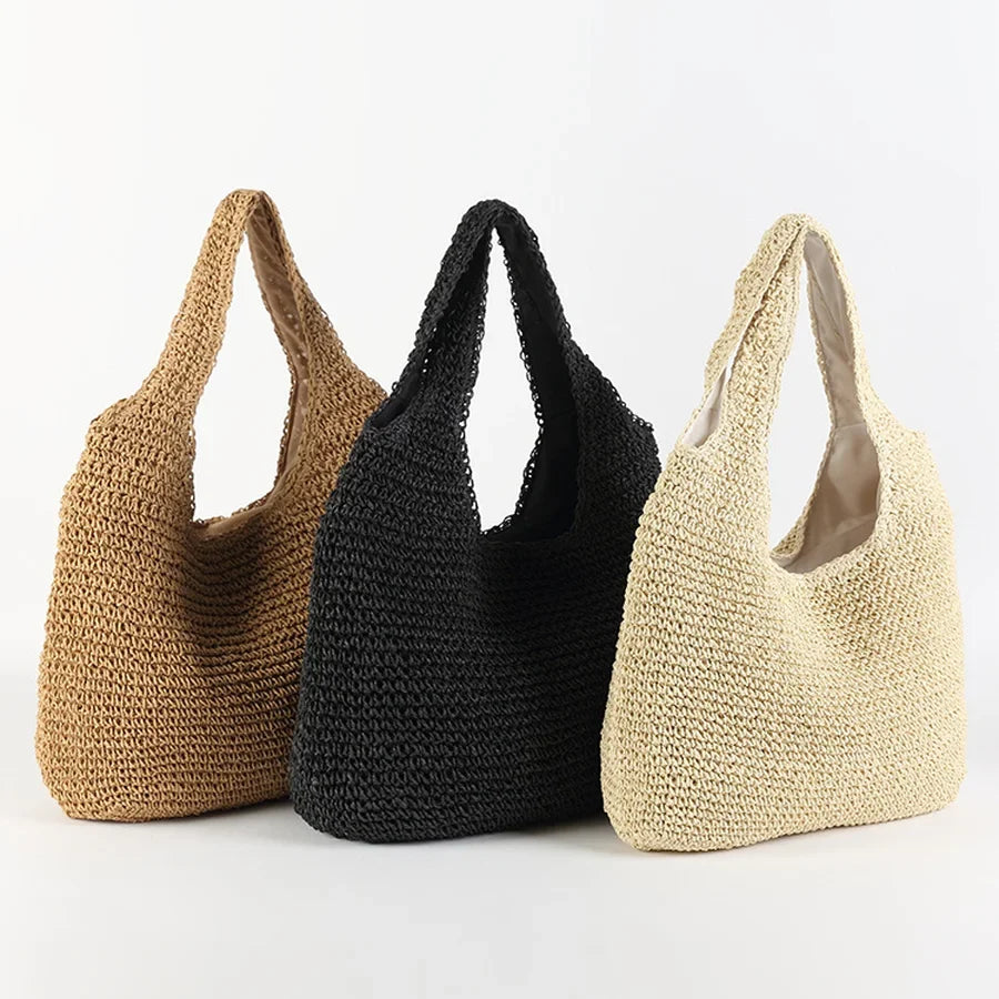 Marlene | Elegante Stroh-Strandtasche