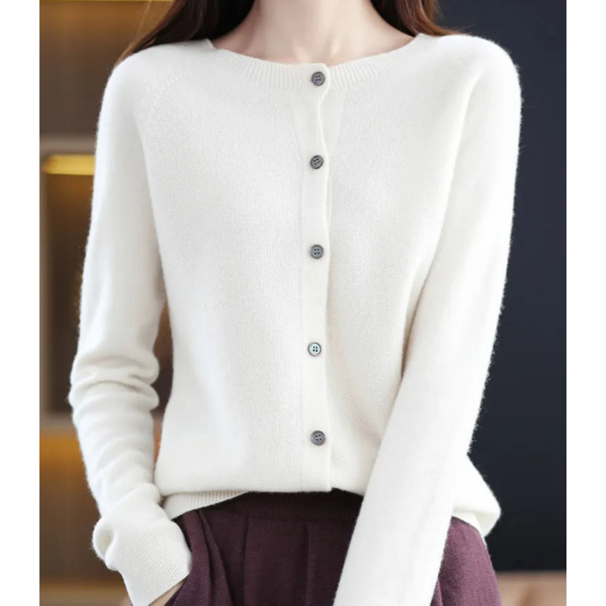 Drune Damen Rundhals Cardigan Pullover