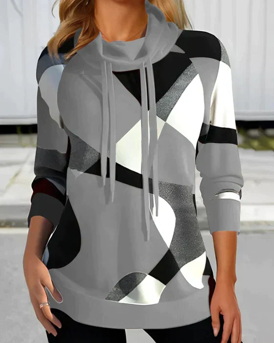 Sina | Hoodie Mit Hohem Kragen Und Kontrastfarbe