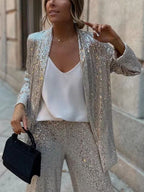 Anna | Trendiges Design - High-Waist-Paillettenanzug