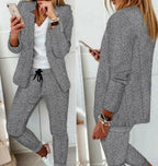 Karin | Anzug-Set Moderner Zweiteiler mit weiter Hose taillierter Blazerjacke