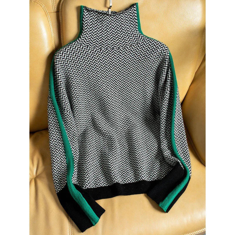 Constanze | Geometrisch gestrickter Rollkragenpullover
