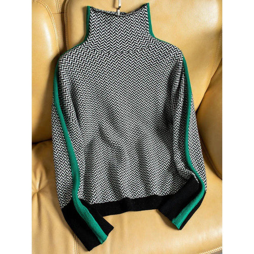 Constanze | Geometrisch gestrickter Rollkragenpullover