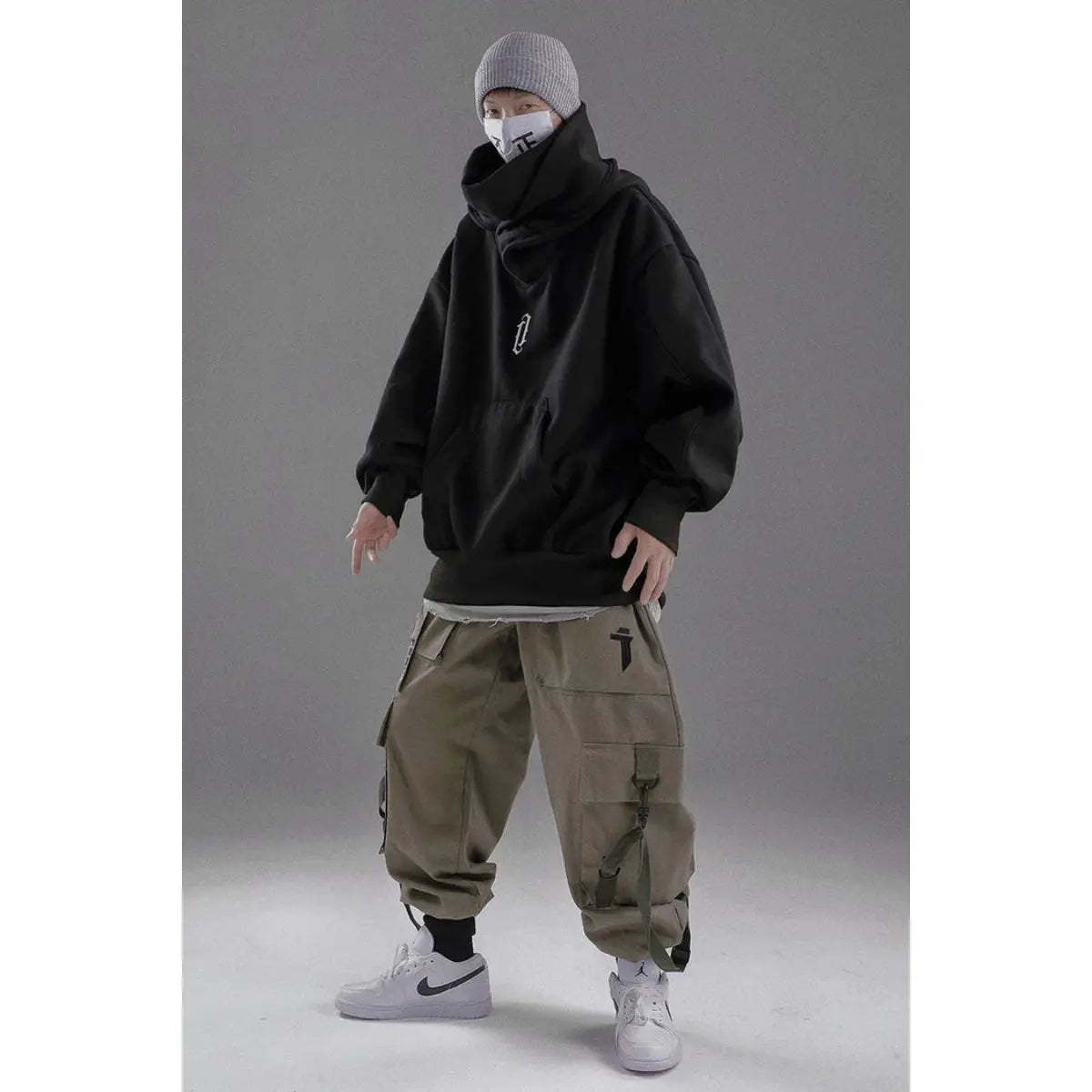 Drune | Ninja-Hoodie Mit Doppeltem Ausschnitt