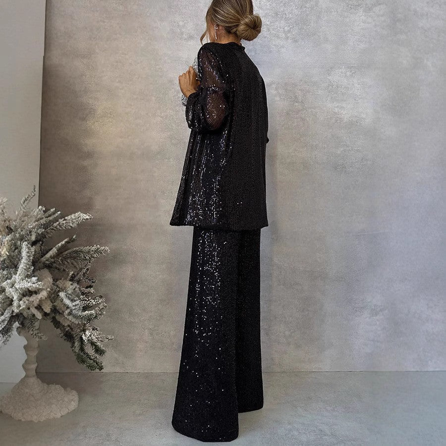 Anna | Trendiges Design - High-Waist-Paillettenanzug