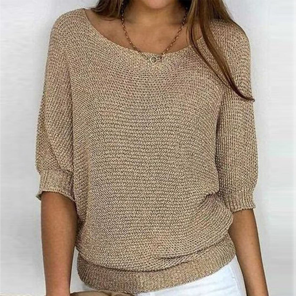 Drune - Goldfarbener einfarbiger Pullover mit Rundhalsausschnitt