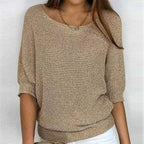Drune - Goldfarbener einfarbiger Pullover mit Rundhalsausschnitt