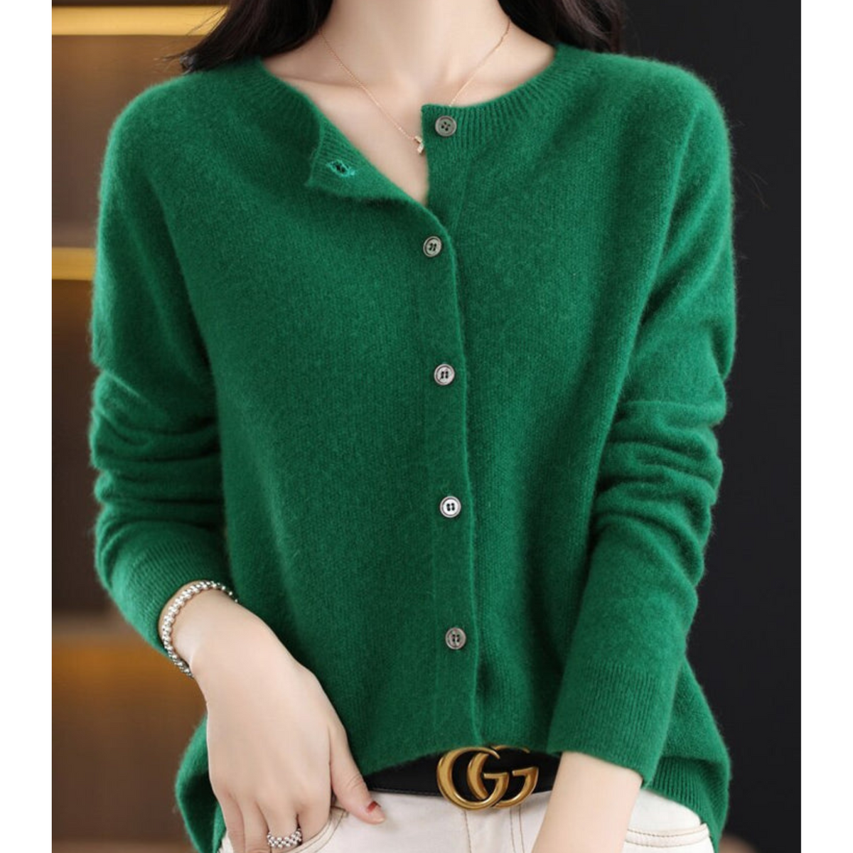 Drune Damen Rundhals Cardigan Pullover