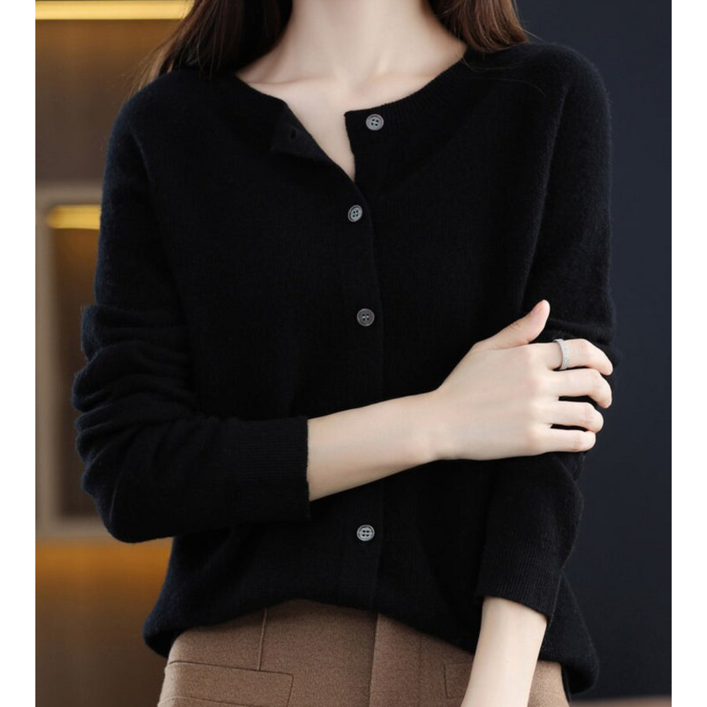 Drune Damen Rundhals Cardigan Pullover
