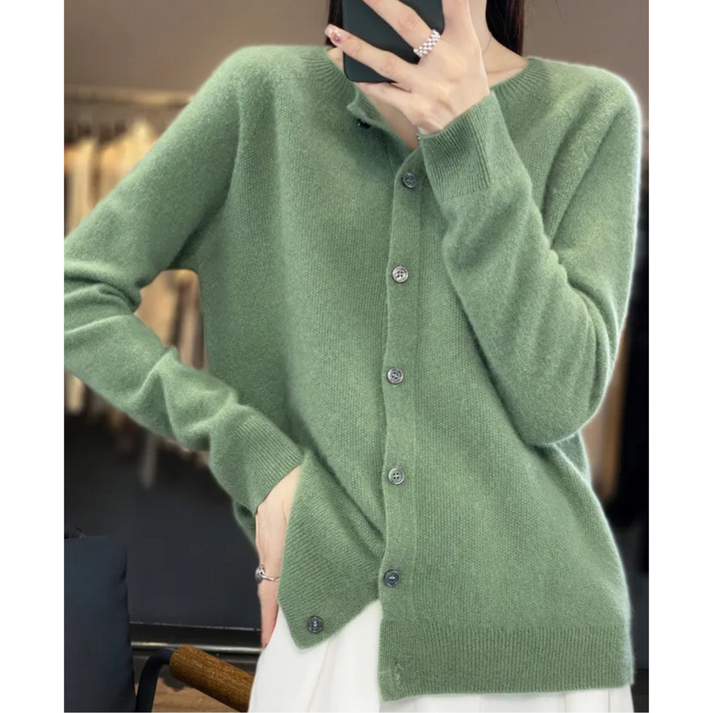Drune Damen Rundhals Cardigan Pullover