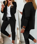 Karin | Anzug-Set Moderner Zweiteiler mit weiter Hose taillierter Blazerjacke