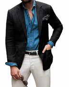 Drune | Herren  Blazer Strand Hochzeit Lässig Tailored Fit Solide Farbe Einreihig Zwei Knöpfe