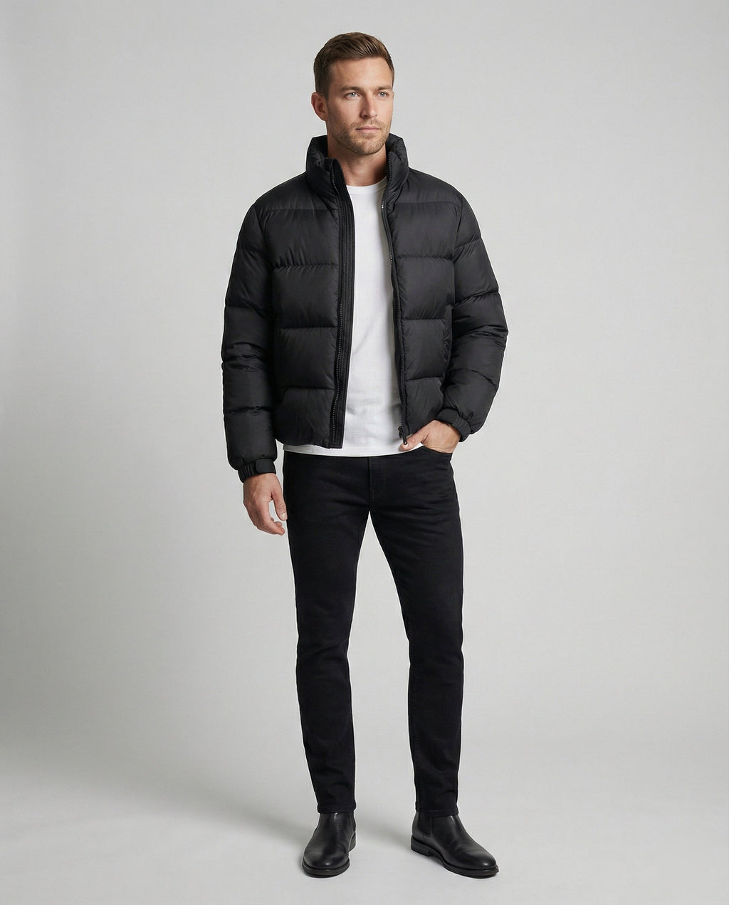 Herren Pufferjacke aus Entenfedern mit Wärme & Kapuze | Drune