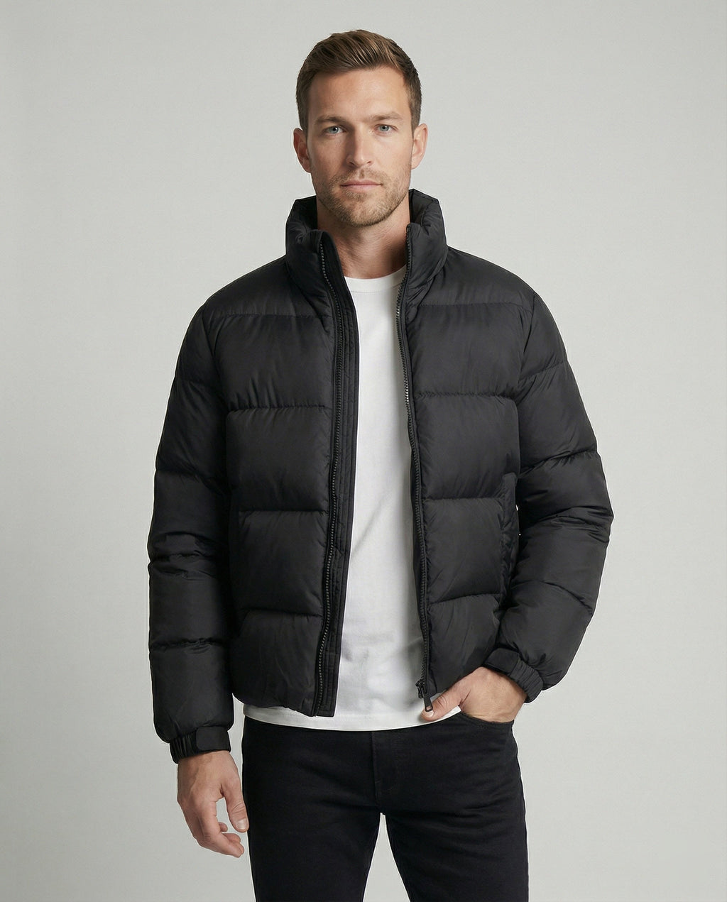 Herren Pufferjacke aus Entenfedern mit Wärme & Kapuze | Drune