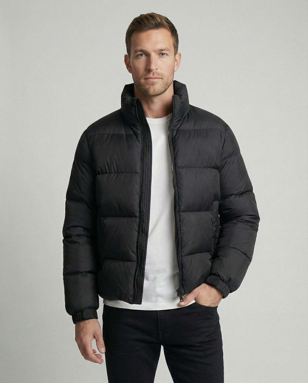 Herren Pufferjacke aus Entenfedern mit Wärme & Kapuze | Drune