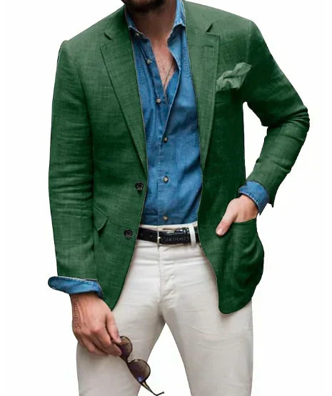 Drune | Herren  Blazer Strand Hochzeit Lässig Tailored Fit Solide Farbe Einreihig Zwei Knöpfe