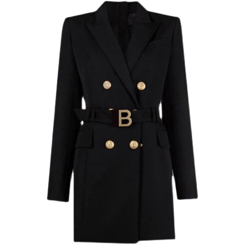 Juliane | Damen-Blazerkleid mit Taillengürtel und Knopfdetails