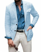 Drune | Herren  Blazer Strand Hochzeit Lässig Tailored Fit Solide Farbe Einreihig Zwei Knöpfe
