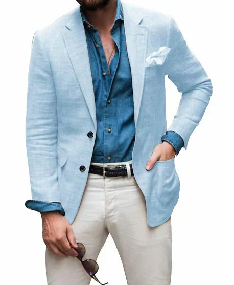 Drune | Herren  Blazer Strand Hochzeit Lässig Tailored Fit Solide Farbe Einreihig Zwei Knöpfe