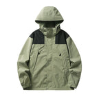 Drune - Unisex Outdoor winddichte und wasserdichte Kapuzenjacken mit langen Ärmeln und farblich passendem Reißverschluss