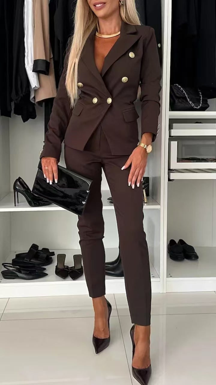 Mareike | Damen elegantes Business-Anzug-Set mit doppelter Knopfleiste und schmaler Passform