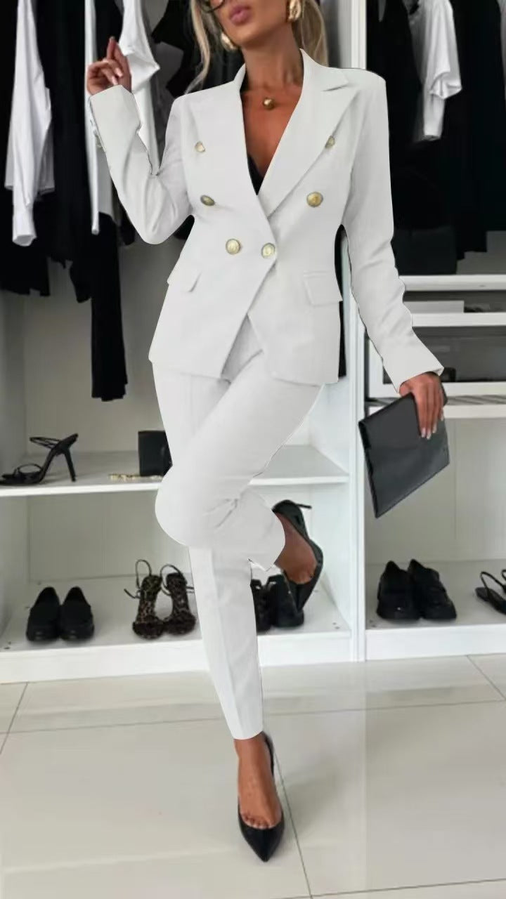 Mareike | Damen elegantes Business-Anzug-Set mit doppelter Knopfleiste und schmaler Passform