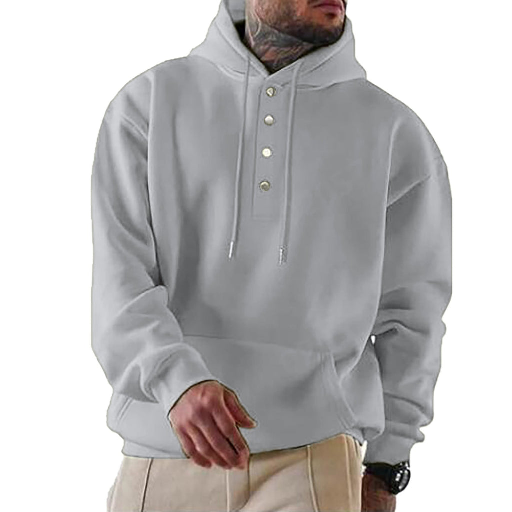 Herren Kapuzenpullover mit Knopfleiste und lässigem Schnitt Drune