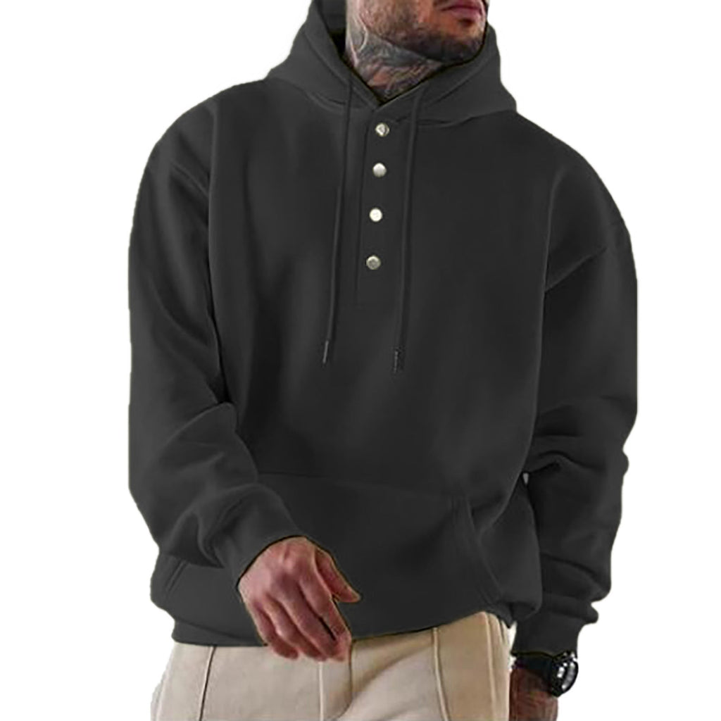 Herren Kapuzenpullover mit Knopfleiste und lässigem Schnitt Drune