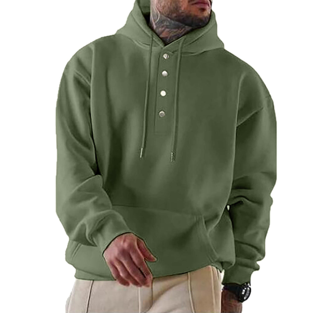 Herren Kapuzenpullover mit Knopfleiste und lässigem Schnitt Drune