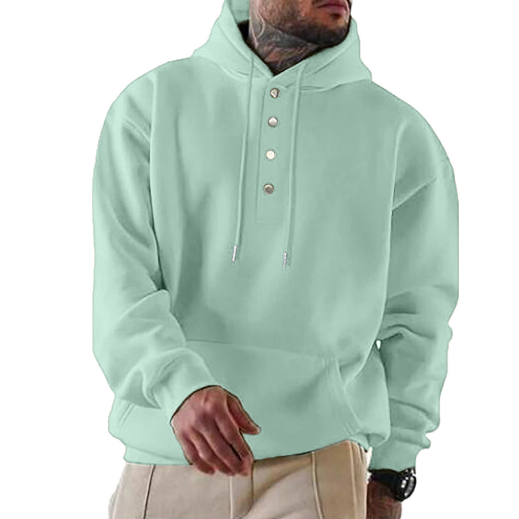 Herren Kapuzenpullover mit Knopfleiste und lässigem Schnitt Drune