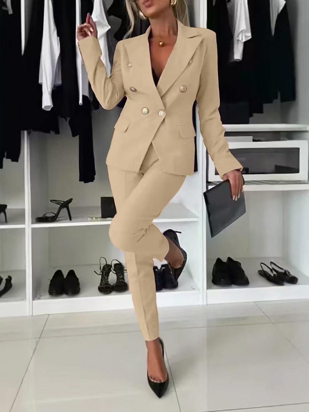 Mareike | Damen elegantes Business-Anzug-Set mit doppelter Knopfleiste und schmaler Passform