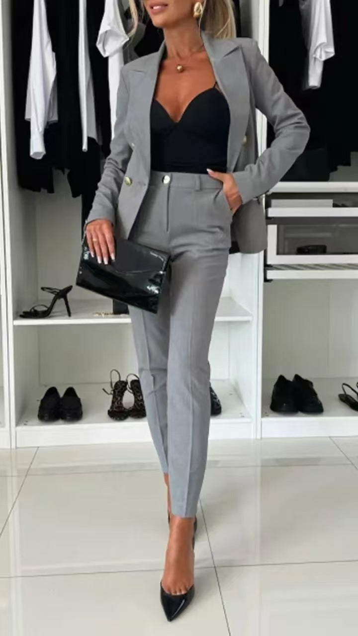 Mareike | Damen elegantes Business-Anzug-Set mit doppelter Knopfleiste und schmaler Passform