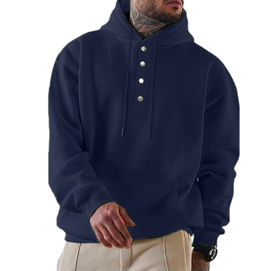 Herren Kapuzenpullover mit Knopfleiste und lässigem Schnitt Drune