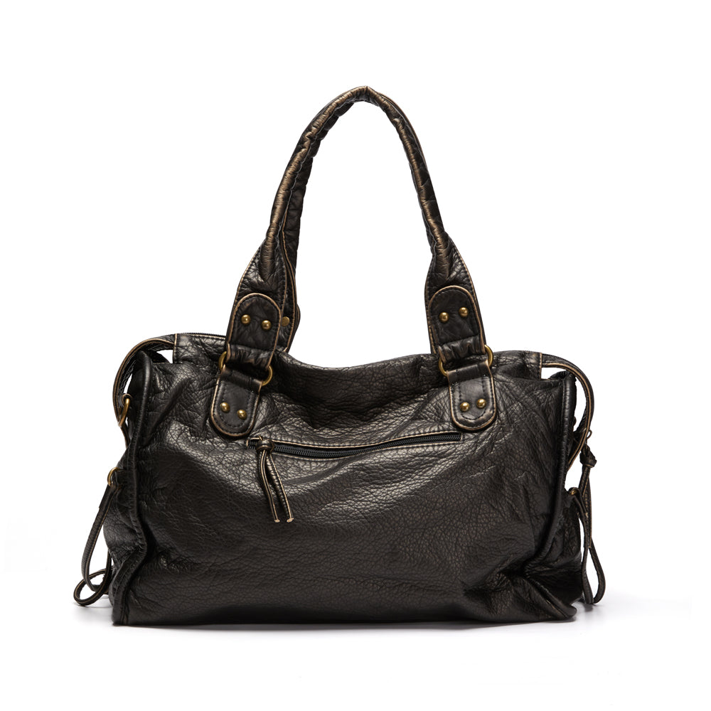 Dörte | Luxus Schwarze Lederhandtasche