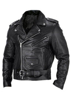 Drune | Lederjacke für Herren | Slim Fit | Stehkragen | Winddichte Motorradjacke