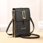 Ulrike | Leder Smartphone Clutch – Damen Handtasche mit Touchscreen-Fenster