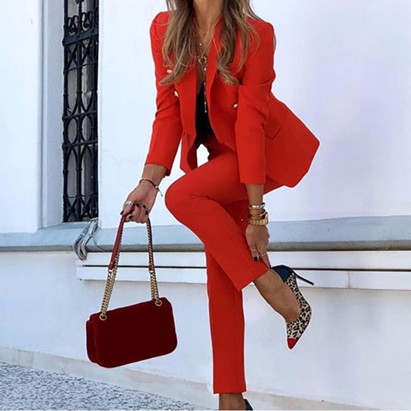Eileen | Damen-Blazer-Hosen-Set mit verstellbarem Hosenbund und schmalem Bein