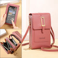Ulrike | Leder Smartphone Clutch – Damen Handtasche mit Touchscreen-Fenster