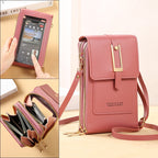 Ulrike | Leder Smartphone Clutch – Damen Handtasche mit Touchscreen-Fenster
