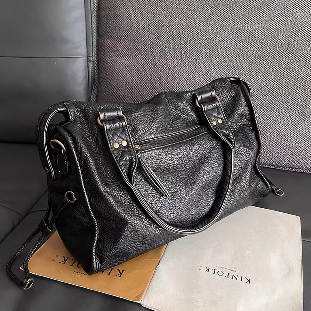 Dörte | Luxus Schwarze Lederhandtasche
