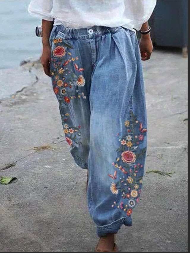 Damen Cargo-Jeans mit weitem Schnitt und hoher Taille