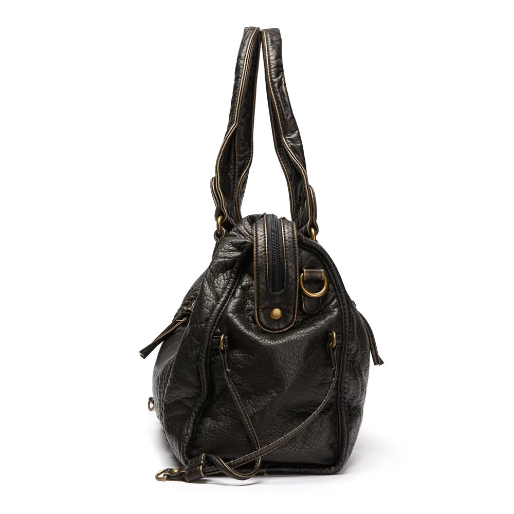 Dörte | Luxus Schwarze Lederhandtasche